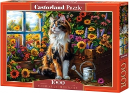 Puzzle 1000 elementów kot wśród kwiatów