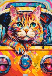 Puzzle 100 elementów Cat Bus Travel – CASTORLAND