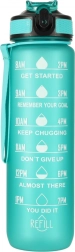 Butelka na wodę Tritan 1 l ze słomką i motywacyjnymi oznaczeniami – Zielona