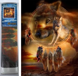 Malowanie diamentowe Łapacz snów z wilkami 30x40 cm