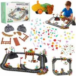 Magnetyczny wyścigowy zestaw torów 153 elementy ze świecącym pojazdem
