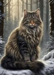 Diamentowe Malowanie Kot w Lesie 30x40 cm