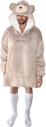 Rozgrzewający koc do noszenia z kapturem COZY NOXXIEZ niedźwiedź dla nastolatków i dorosłych