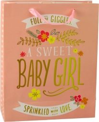 Torebka prezentowa na narodziny dla dziewczynki 32 x 26 x 12 cm