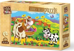 Drewniane puzzle Krówka z Kwiatkami 25 elementów