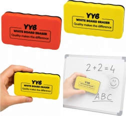 Magnetyczna gąbka do tablicy suchościeralnej z pianki i filcu żółta 10,5 cm - 1 sztuka