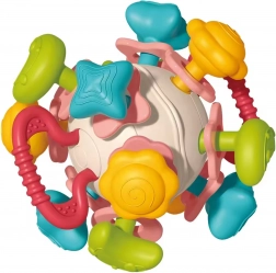 Miękka grzechocząca kuleczka 4w1 WOOPIE – zabawka sensoryczna i gryzak dla niemowląt
