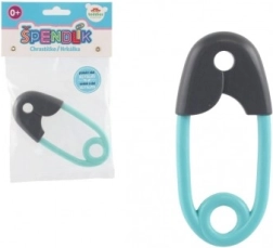 Dziecięca grzechotka agrafka szaro-turkusem