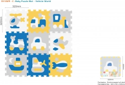 Puzzlowa mata piankowa z pojazdami, 9 szt., EVA, składanie 3D dla dzieci 10m+