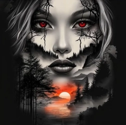 Diamentowe malowanie twarz w górskim krajobrazie 30 × 40 cm