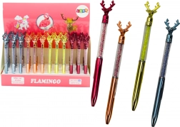 Długopis kulkowy z jelonkiem z kryształkami, niebieski lub czarny tusz, końcówka 0,7 mm