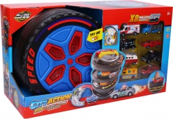 Przenośna stacja wyścigowa z efektami i 8 autami