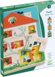 Drewniane puzzle Domek Chez Léo DJECO