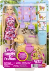 Lalka Barbie z pieskiem na spacerze