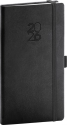 Stylowy czarny kieszonkowy terminarz z gumką i uchwytem na długopis Aprint 2026