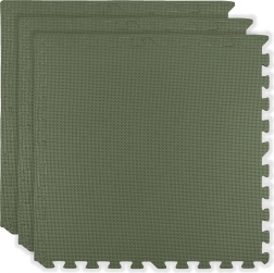 Piankowa mata HUMBI 180 × 60 cm – duże wodoodporne puzzle, bezpieczne, 3 szt., khaki