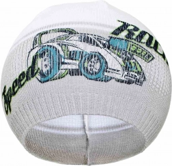 jesienna dziecięca czapeczka New Baby Racing szara