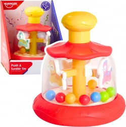 Interaktywny bączek z kuleczkami dla niemowląt czerwony