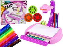 Dziecięcy projektor stołowy różowy do rysowania z markerami i miejscem na przechowywanie