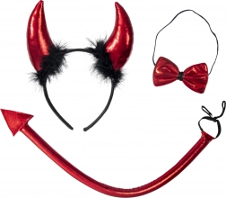 Dziecięcy diabelski zestaw z rogami, ogonem i widelcem