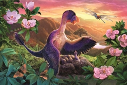 Puzzle Niesamowite dinozaury: Microraptor przy gnieździe 54 elementy