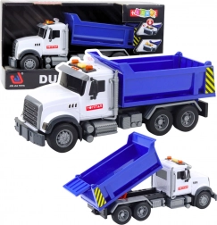 Ciężarówka wywrotka z ruchomą skrzynią, światłami i dźwiękami – niebieska