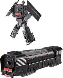 Metalowy robot rozkładany lokomotywa czarna