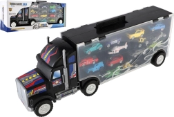 Ciężarówka–transporter z pudełkiem na akcesoria i 14 autkami, 57 cm