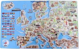 Woody Magnetyczna mapa Europy z obrazkami i grą towarzyską, 3w1