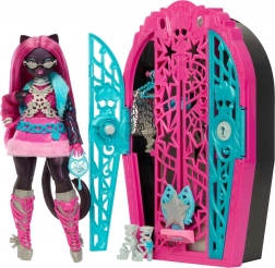 Monster High Straszliwe tajemnice Catty Noir – zabawka z szafą i niespodziankami