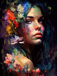 Diamentowe malowanie kolorowy portret kobiety 30 × 40 cm