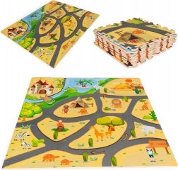 Piankowy podłogowy dywanik puzzle safari 9 elementów 93 × 93 cm