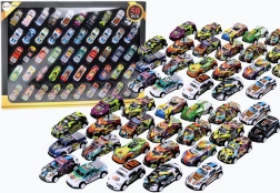 Zestaw kolorowych metalowych autek z napędem – 50 szt.