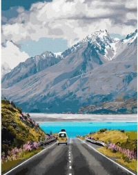 Malowanie według numerów Droga w Górach 40x50 Płótno + Farby + Pędzle