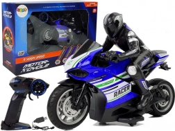 rc wyścigowy motocykl 2.4 ghz, zasięg 35 m, niebieski
