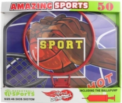 Duży kosz do koszykówki z piłką i pompką