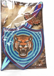 Piankowy miecz i tarcza z motywem tygrysa