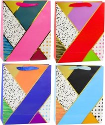 Papierowa torba prezentowa z geometrycznymi wzorami 32 × 26 × 12 cm