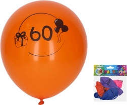 Balony z numerem 60, 30 cm, mix kolorów, zestaw 5 szt.