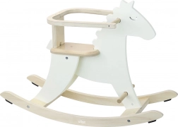 Vilac Drewniany koń na biegunach z oparciem biały