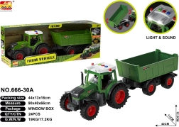 Traktor z przyczepą z efektami świetlnymi i dźwiękowymi