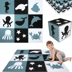 Duża piankowa mata do zabawy XXL 180 × 180 cm – zwierzęta morskie HUMBI