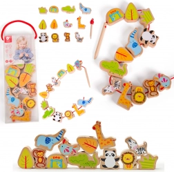 Drewniane koraliki do nawlekania Zoo Classic World, 13 szt.