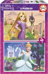 Puzzle DISNEY księżniczki 2×48 elementów – Roszpunka i Kopciuszek