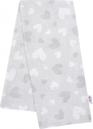 Bawełniana pieluszka z nadrukiem NEW BABY szare serduszka