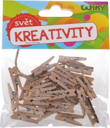 Drewniane kolorowe klamerki 3,5 cm ze sznurkiem, 15 szt.