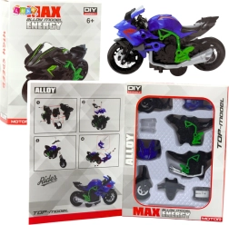 Metalowy model motocykla DIY 1:14 zielono‑niebieski