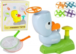 Gra zręcznościowa Złap frisbee – latające dyski z katapultą, niebieska