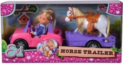 laleczka Evi Love z jeepem i odczepianą przyczepą dla konia