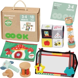 WOOPIE GREEN montessori box XXL 6w1 zabawki sensoryczne i edukacyjne FSC dla niemowląt 3–4 miesiące